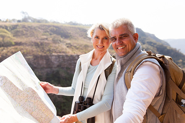 Couple with card smiling